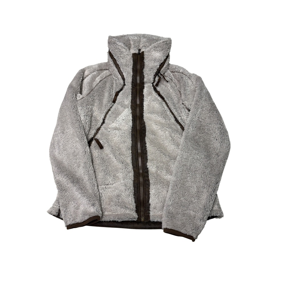 Kuhl‎ Flight Jacket Womens Medium Grey High Pile Fleece Full Zip Stowaway Hood